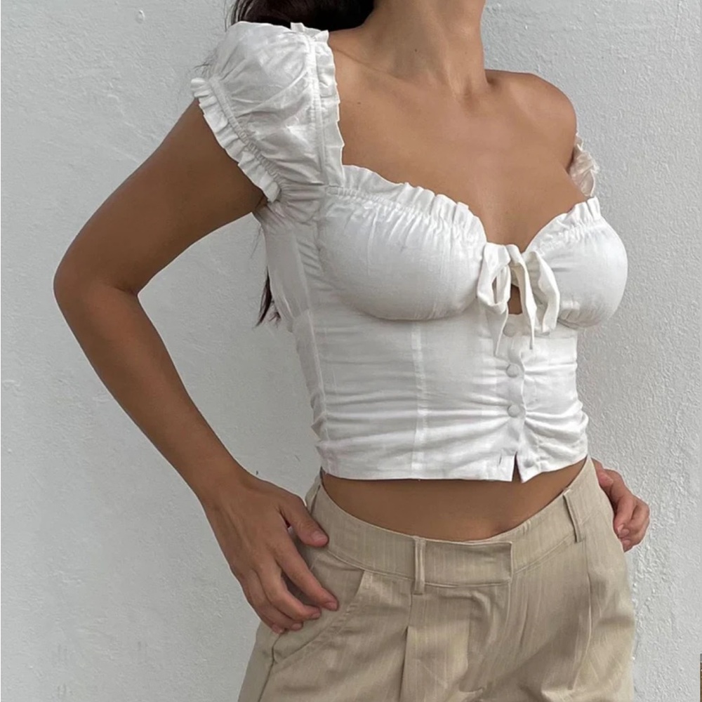 ELOUISE CROP TOP WHITE - Princess Polly Top
